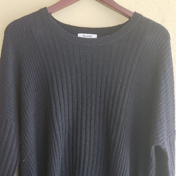 Madewell Charcoal Ribbed Sweater 22% Merino Wool 5% Alpaca - Picture 8 of 11